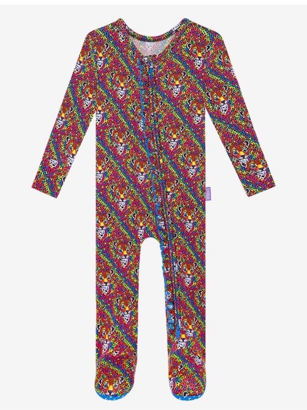 Posh Peanut x Lisa Frank Hunter rainbow leopard bamboo footie pajama